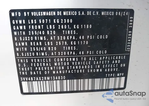 2024 Volkswagen Tiguan 2.0T Sel R-Line from USA, damaged, VIN 3VV4B7AX2RM134830